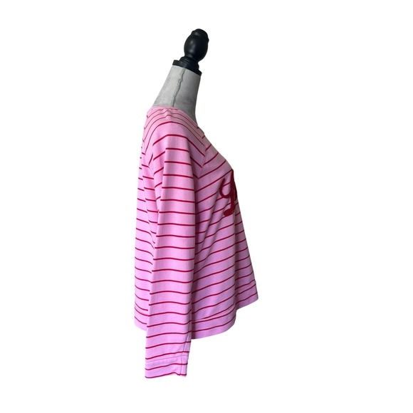 COMO Vintage Pink Red Stripe Love Graphic Sweatshirt Top Women's Size LG - Picture 7 of 9